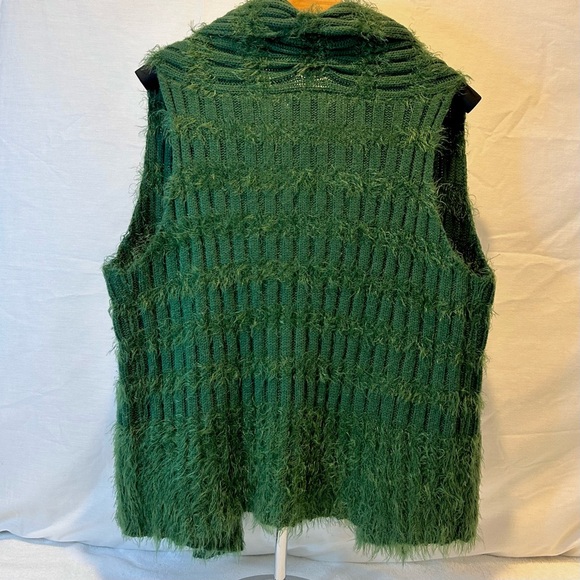 Alberto Makali Green Beaded Knit Sleeveless Mob Wife Cardigan Vest Size Large - Picture 2 of 7